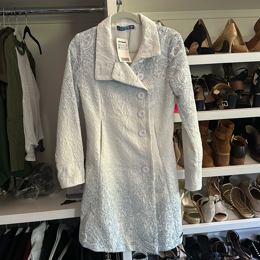 NWT Desigual blue/white ombré lightweight summer coat
